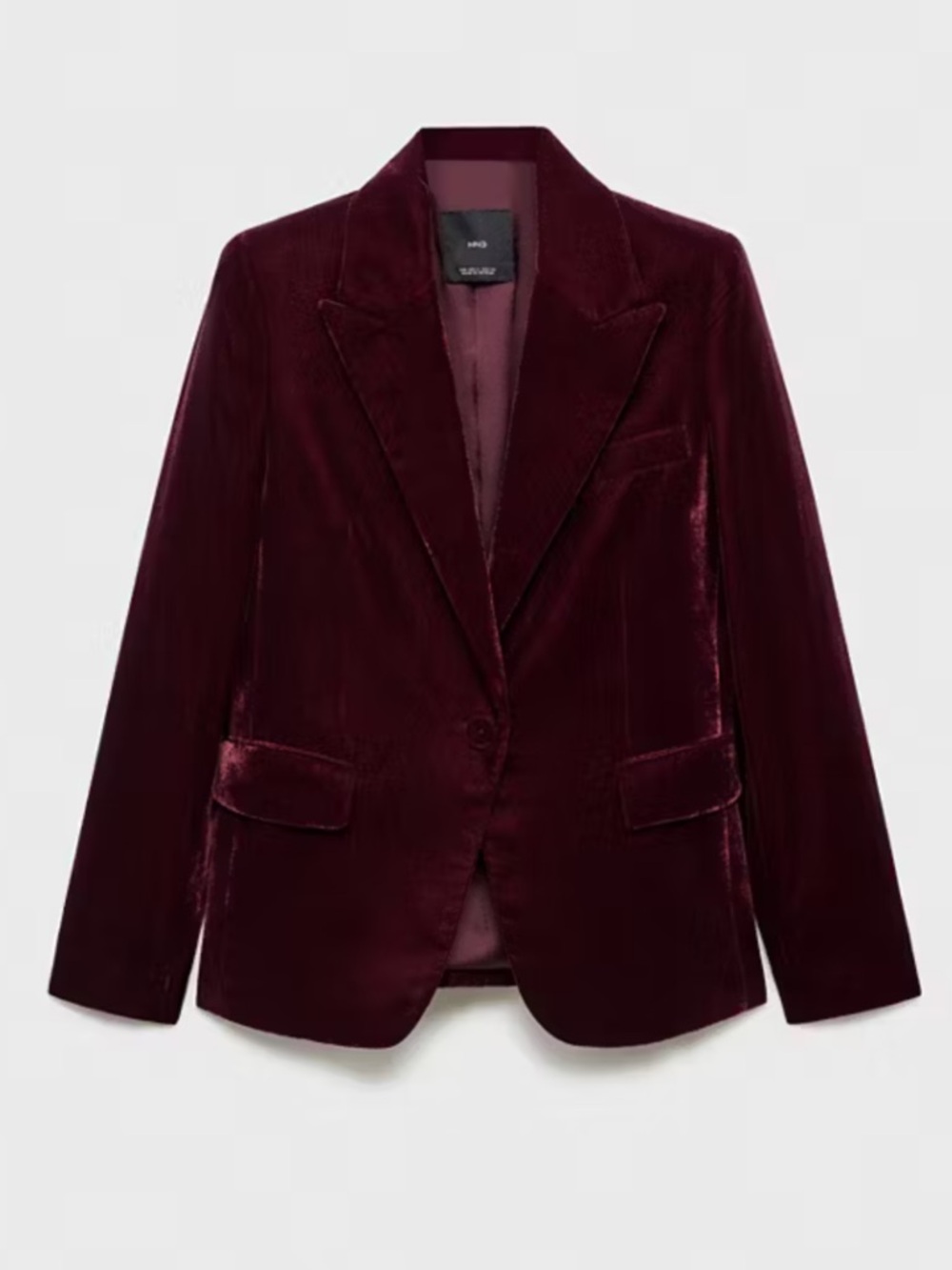 $140 MANGO Velvet Blazer Jacket - Burgundy